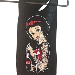 Black Tank Top with Tattooed Cartoon Graphic